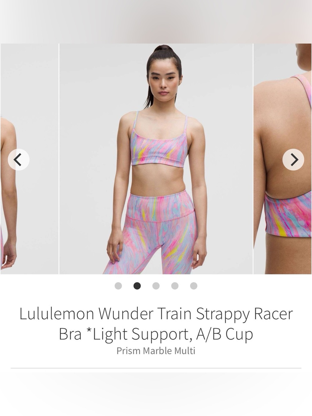 lululemon athletica Wunder Train Strappy Racer Bra - Prism Marble Multi (Pink)